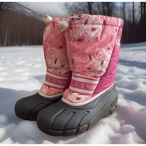 Sorel Youth Girl Size 3 Cub Winter Snow Boots Pink Insulated Waterproof